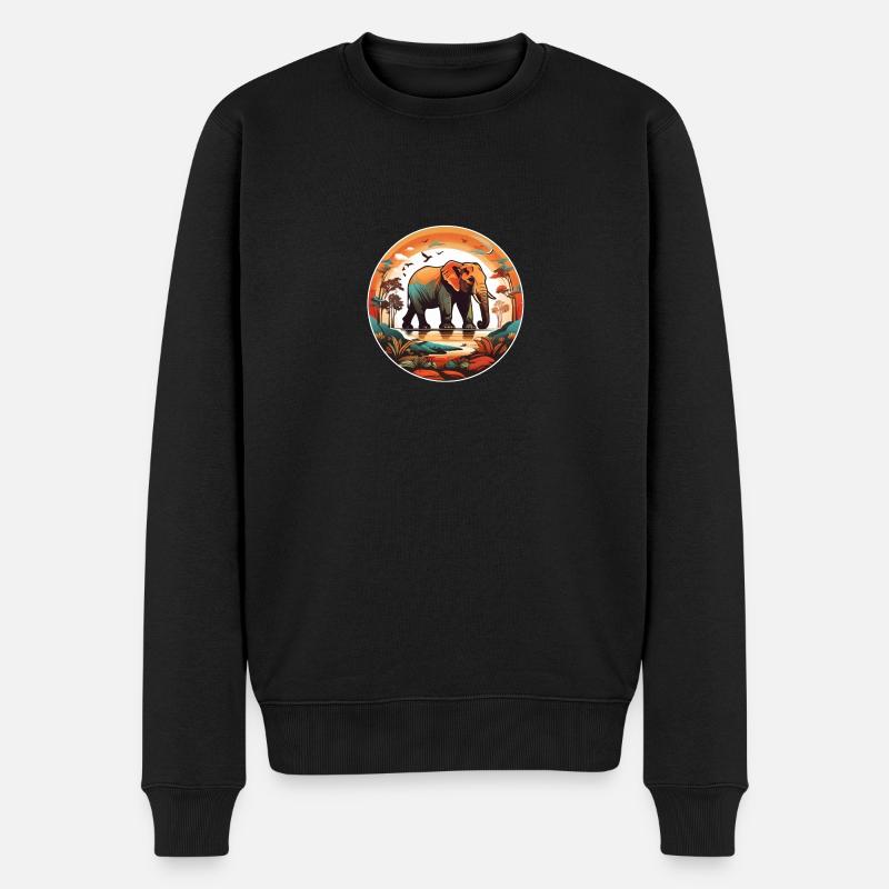 Afrikanischer Elefant Design - Männer Premium Bio Pullover - Schwarz