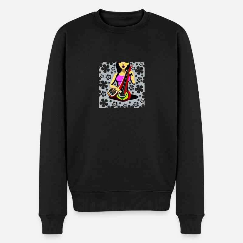 Musik Mädchen - Männer Premium Bio Pullover - Schwarz