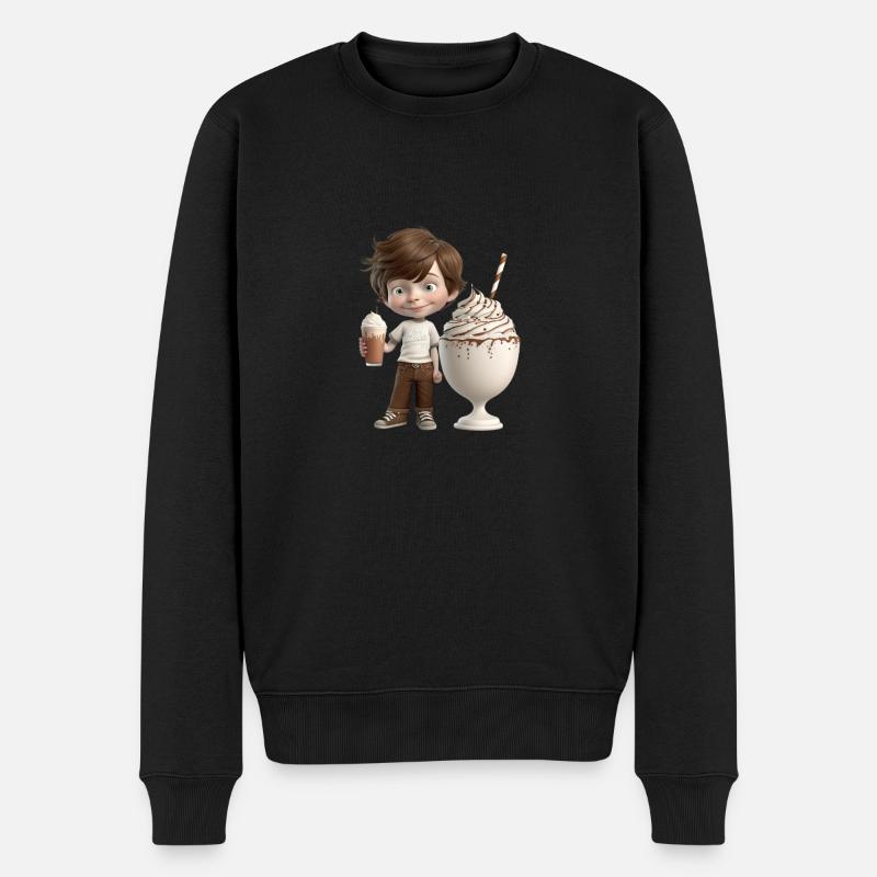 Lächelnder Junge - MILKSHAKE - Männer Premium Bio Pullover - Schwarz