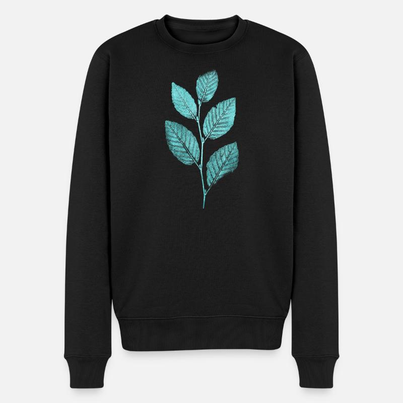 Blatt Ast / Blätter Buche Wald - Männer Premium Bio Pullover - Schwarz