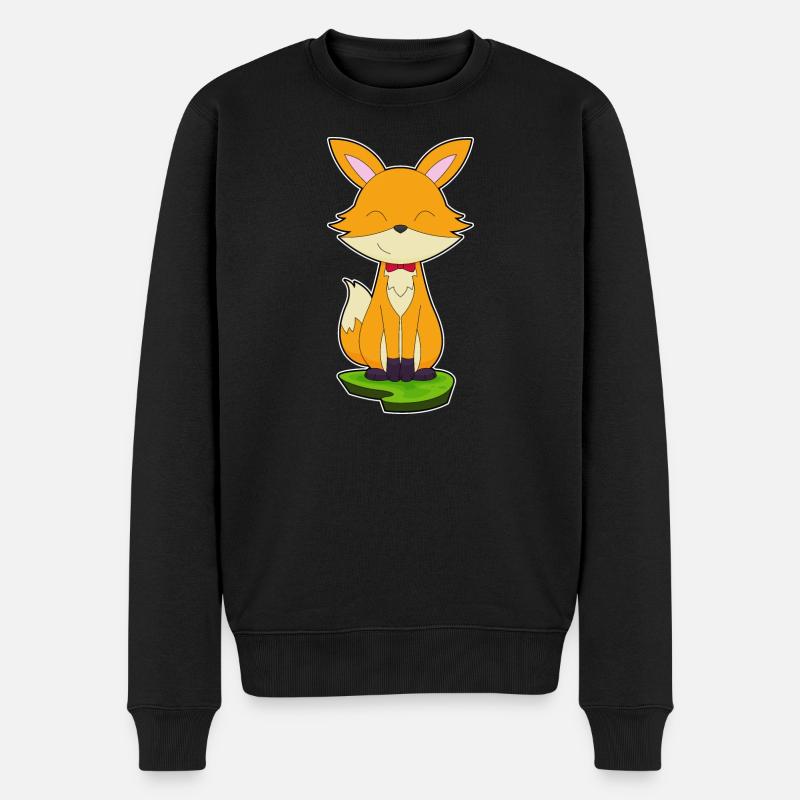 Fuchs Gentleman Fliege - Männer Premium Bio Pullover - Schwarz