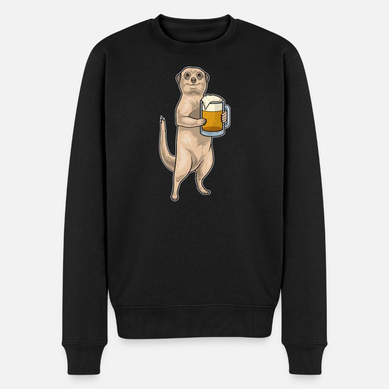 Erdmännchen Bier - Männer Premium Bio Pullover - Schwarz
