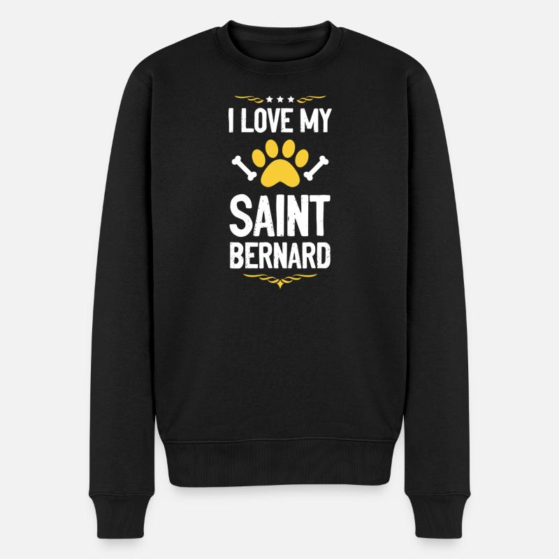 Ich liebe meinen Saint Bernard - Männer Premium Bio Pullover - Schwarz
