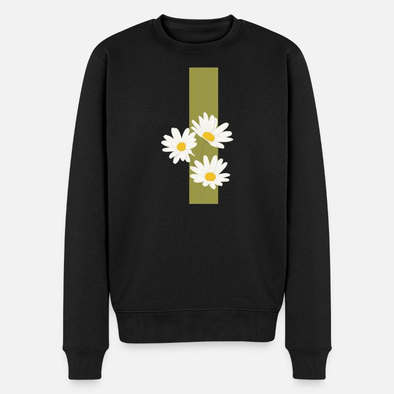 Buchstabe i Grüne Gänseblümchen - Männer Premium Bio Pullover - Schwarz