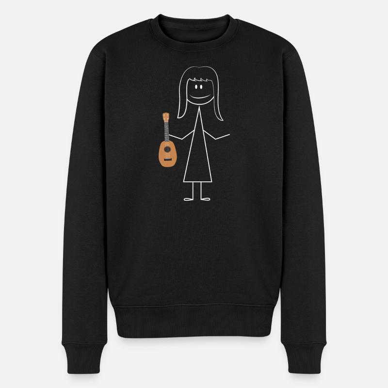 Hawaiian Ukulele Uke Ukulele Girl - Männer Premium Bio Pullover - Schwarz