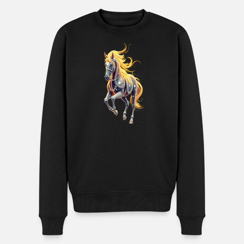 Sternenross mit goldener Mähne - Männer Premium Bio Pullover - Schwarz