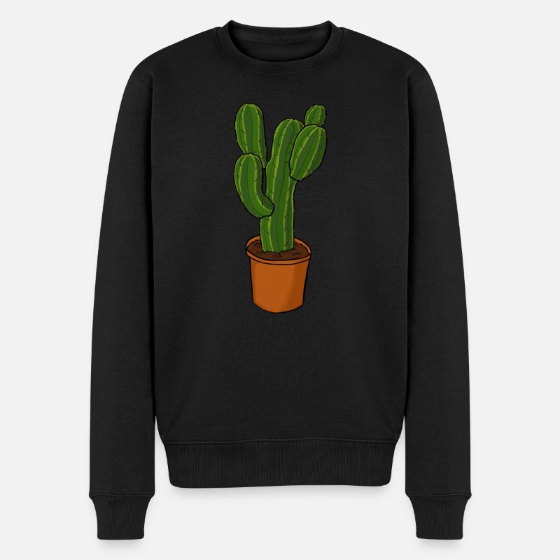 Kaktus - Männer Premium Bio Pullover - Schwarz