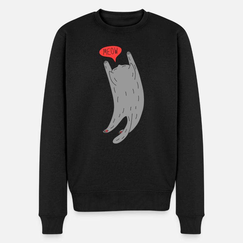 Graue Katze - Männer Premium Bio Pullover - Schwarz