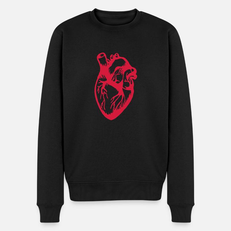 Herz - Männer Premium Bio Pullover - Schwarz