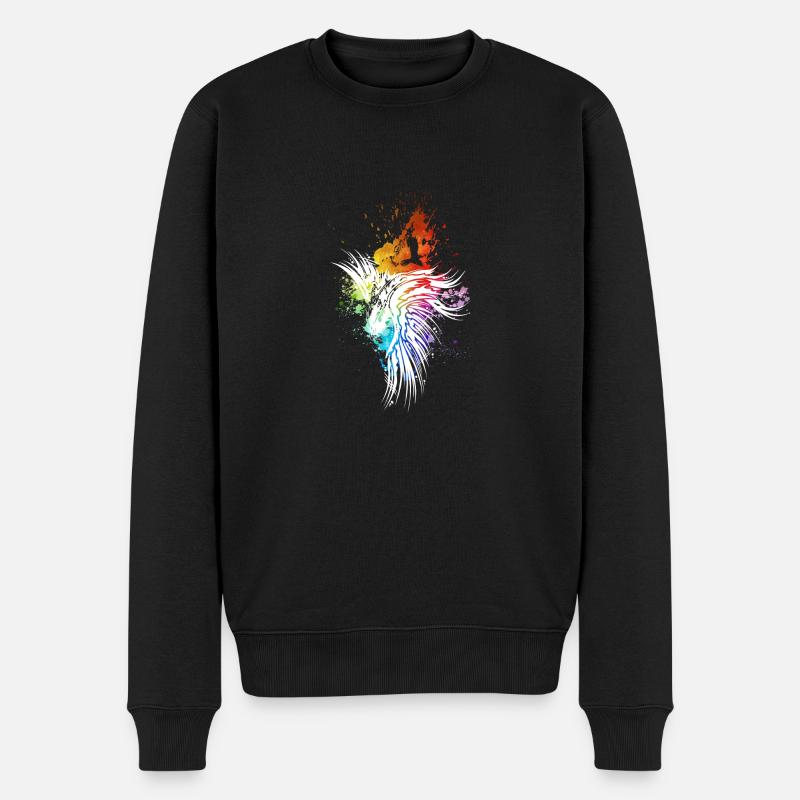 Rabe Regenbogen-Kleckse weiß - Männer Premium Bio Pullover - Schwarz