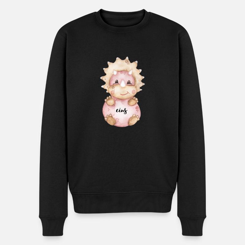 Geburtstagsaufdruck, Dino, rosa - Männer Premium Bio Pullover - Schwarz