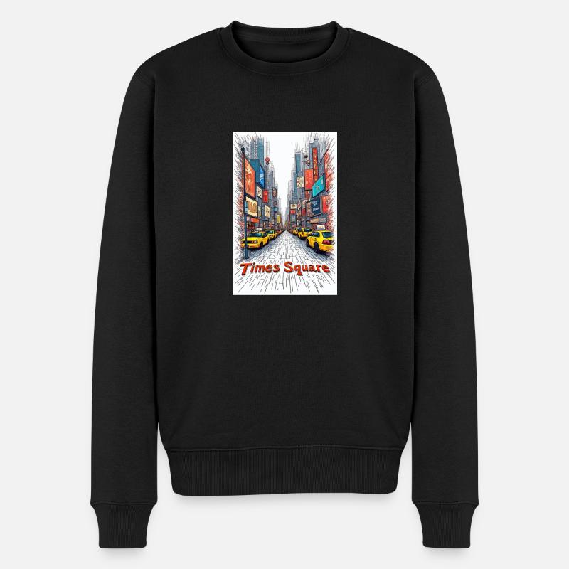 Times Square - Männer Premium Bio Pullover - Schwarz
