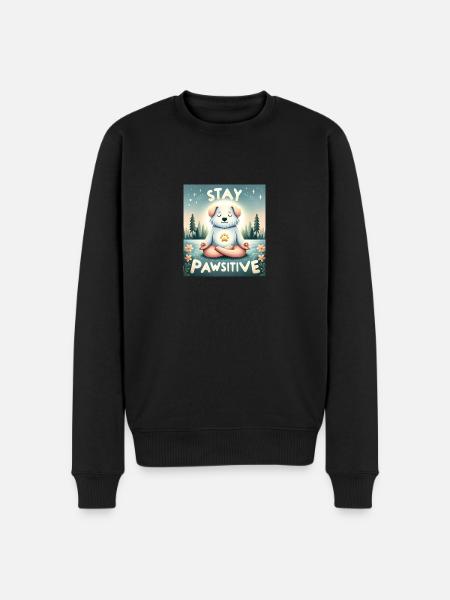 stay pawsitive dog - Männer Premium Bio Pullover - Schwarz