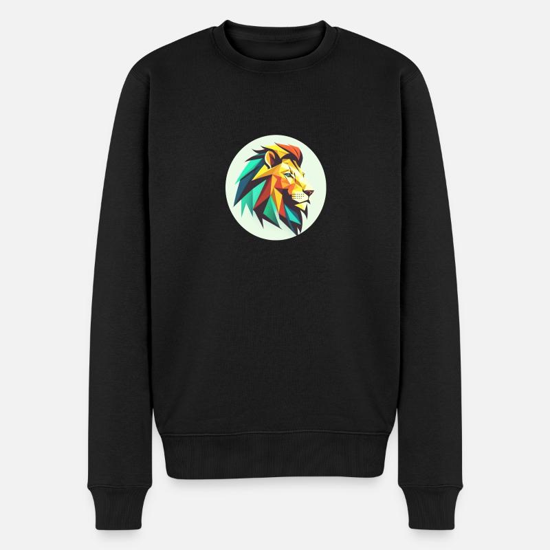 Löwenkopf - Männer Premium Bio Pullover - Schwarz
