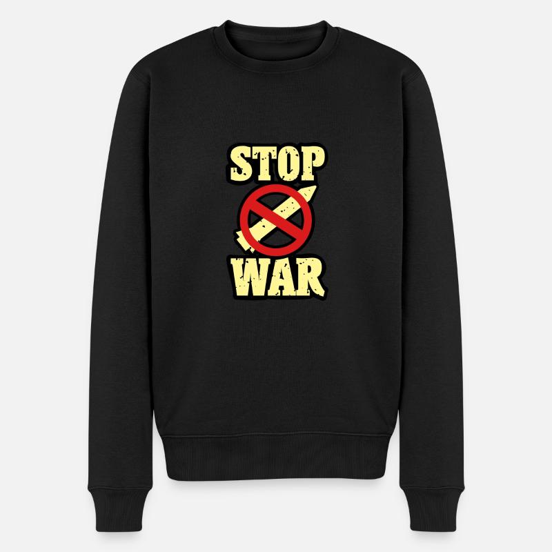 Gegen Krieg - Männer Premium Bio Pullover - Schwarz