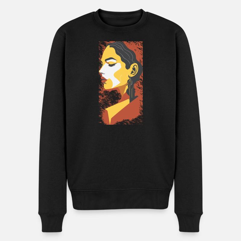 Geometrisches Sommerporträt - Männer Premium Bio Pullover - Schwarz