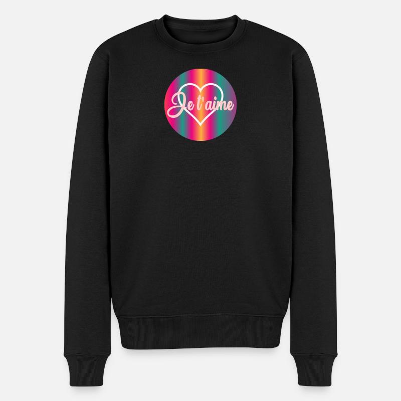 HERZ, ICH LIEBE DICH - Männer Premium Bio Pullover - Schwarz