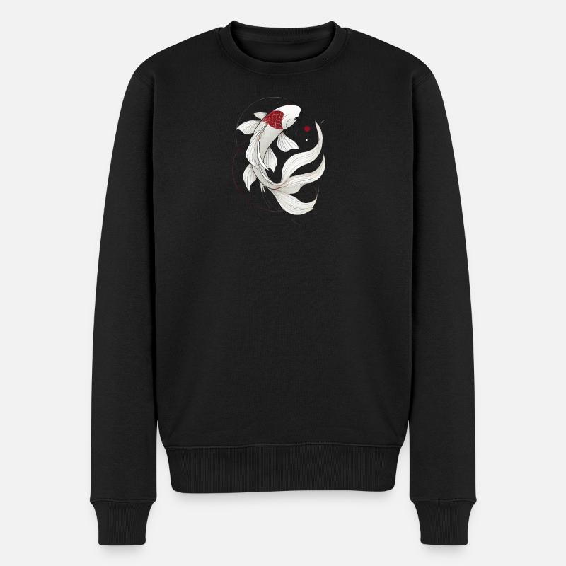 Illustration élégante de poisson Koi - Pull Premium bio Homme - noir