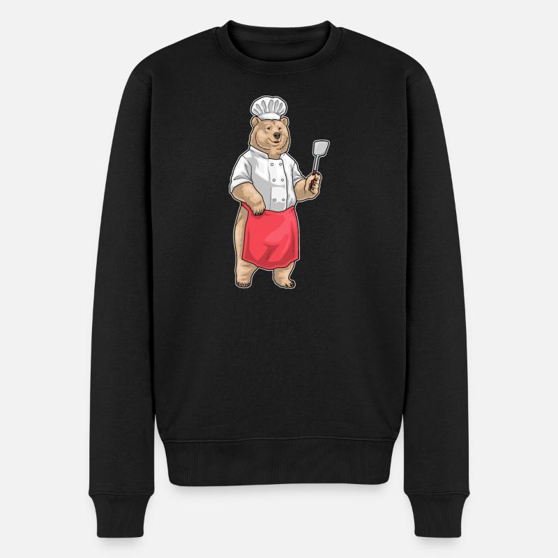 Bär Koch Pfannenwender Kochen - Männer Premium Bio Pullover - Schwarz