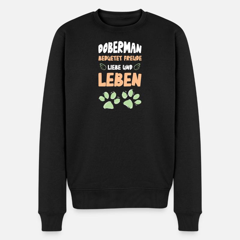 Dobermann Liebe Leben - Männer Premium Bio Pullover - Schwarz