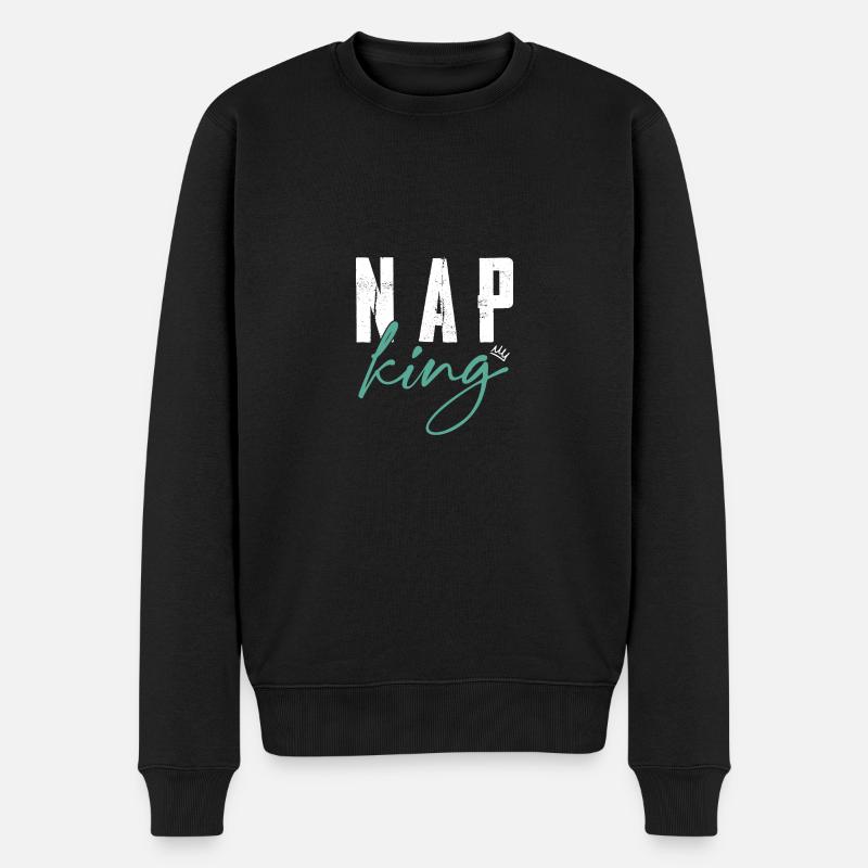 schlaf könig - Männer Premium Bio Pullover - Schwarz
