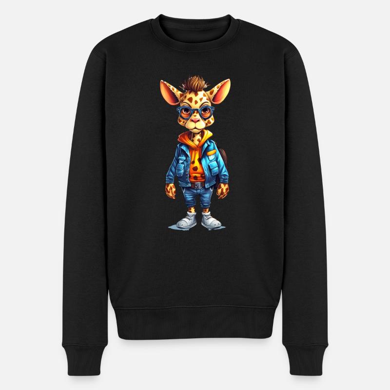 Cute Giraffe Cartoon - Männer Premium Bio Pullover - Schwarz