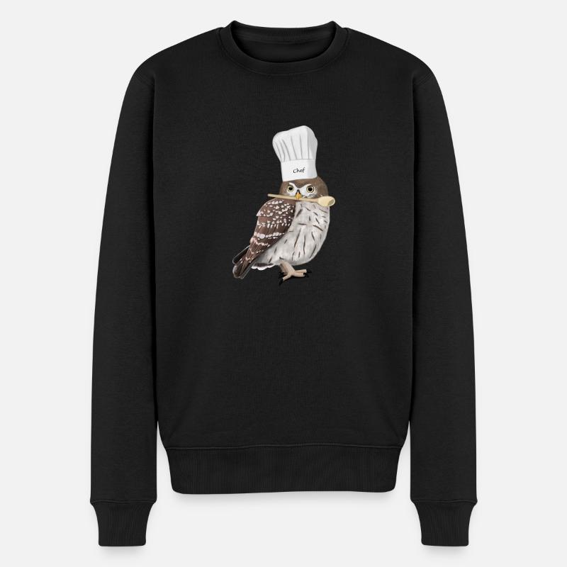 Eule Koch Chefkoch Küche Vogel Vogelbeobachter - Männer Premium Bio Pullover - Schwarz