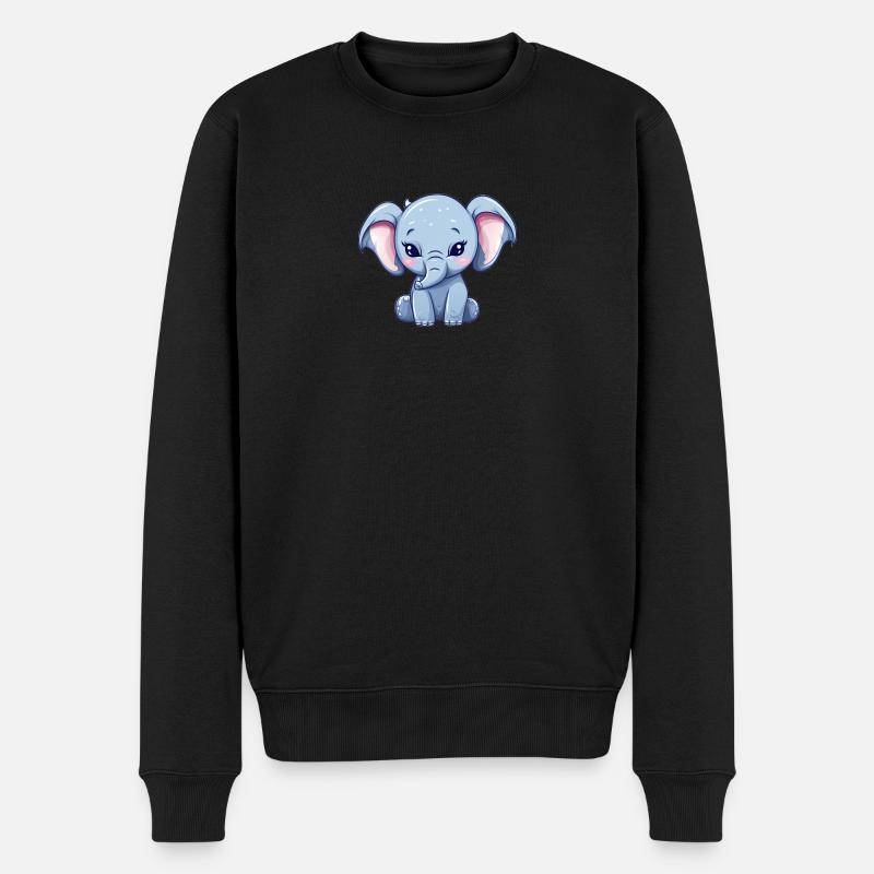 Kawaii Elefant - Männer Premium Bio Pullover - Schwarz