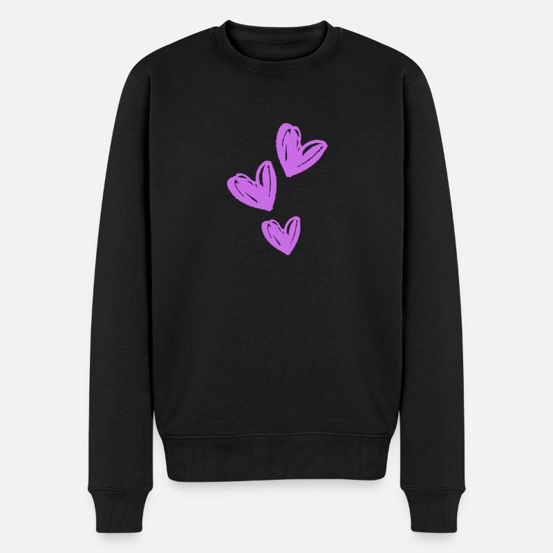 Coeurs Icône Violet - Pull Premium bio Homme - noir