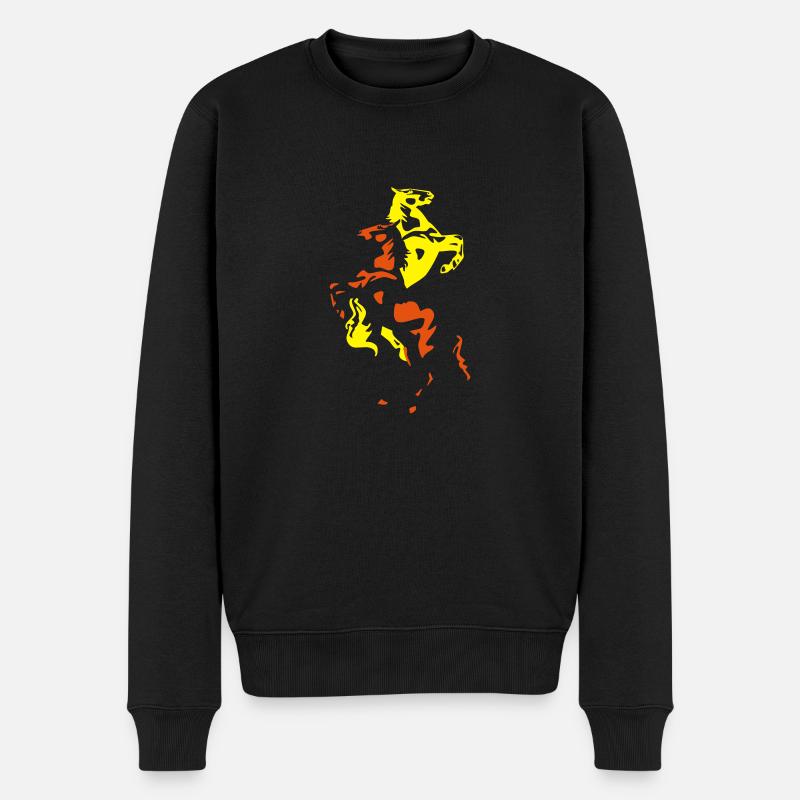 Hengst zweifarbig - Flex/Flock - Männer Premium Bio Pullover - Schwarz