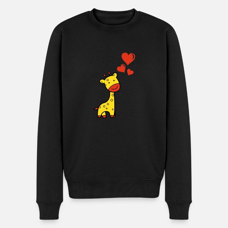 Giraffe verliebt - Männer Premium Bio Pullover - Schwarz