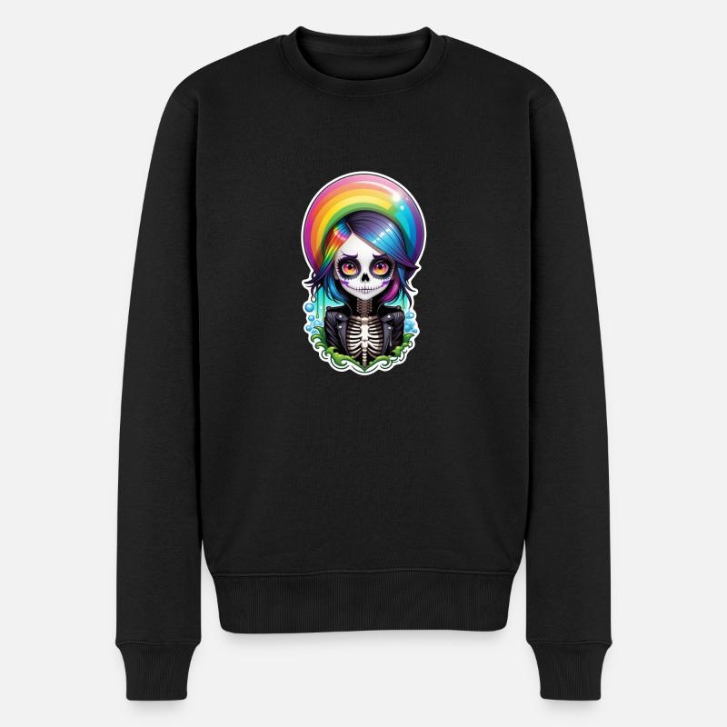 Halloween - Rock & Regenbogen - Männer Premium Bio Pullover - Schwarz