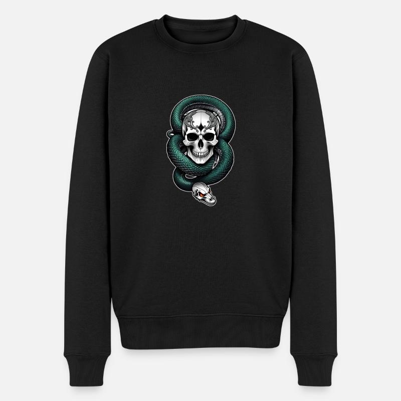 Schlangenskelett und Tattoo - Männer Premium Bio Pullover - Schwarz