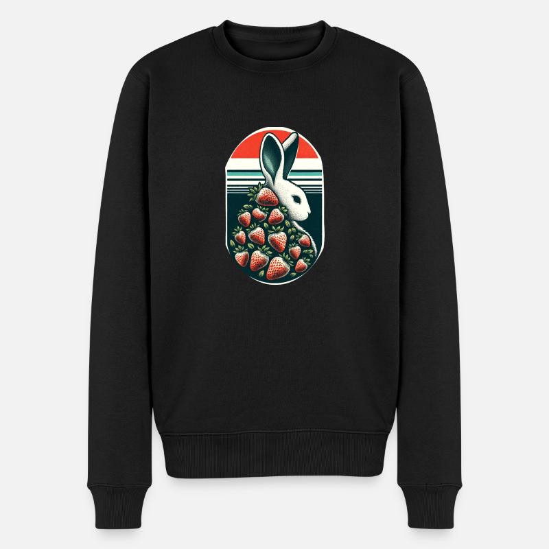 Retro-Hase - Männer Premium Bio Pullover - Schwarz