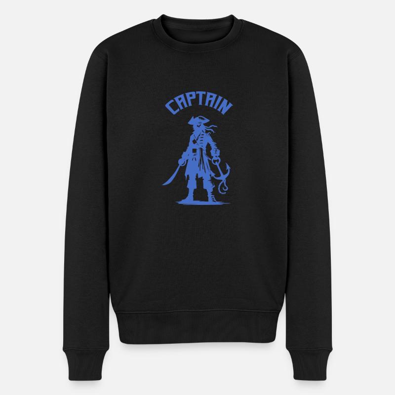 pirat captain - Männer Premium Bio Pullover - Schwarz