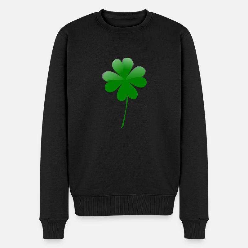 kleeblatt glueck shamrock luck four leaf clover43 - Männer Premium Bio Pullover - Schwarz