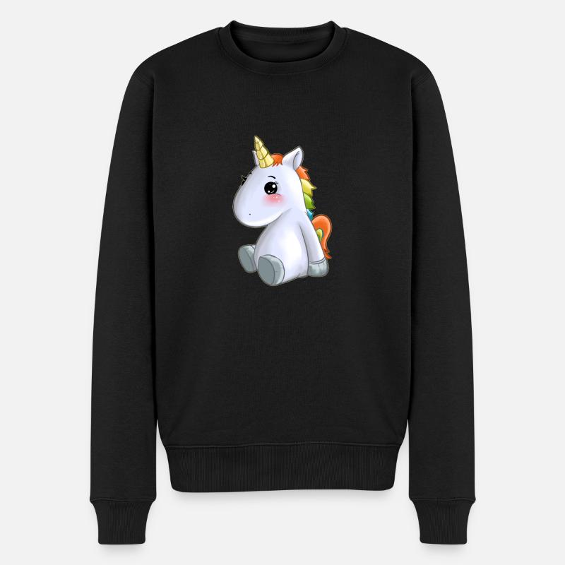 süßes Einhorn bunte Mähne - Männer Premium Bio Pullover - Schwarz
