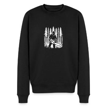Bûcheron au travail - Pull Premium bio Homme - noir - Devant - Nico (187cm)