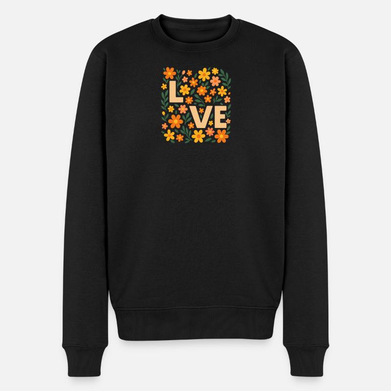 Love in Bloom – Florales Retro-Design - Männer Premium Bio Pullover - Schwarz