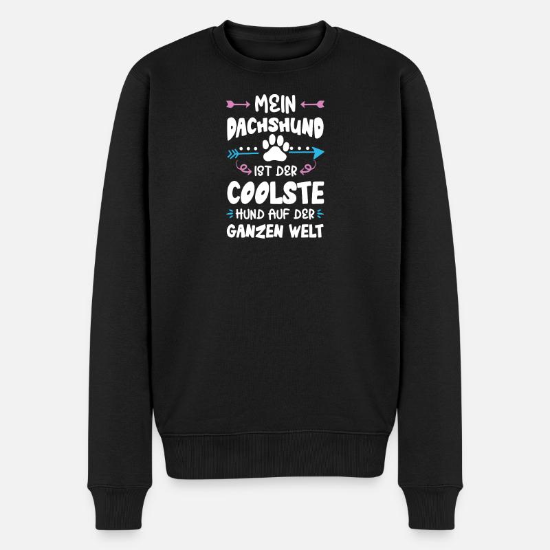 dackel dachshund hund spruch - Männer Premium Bio Pullover - Schwarz