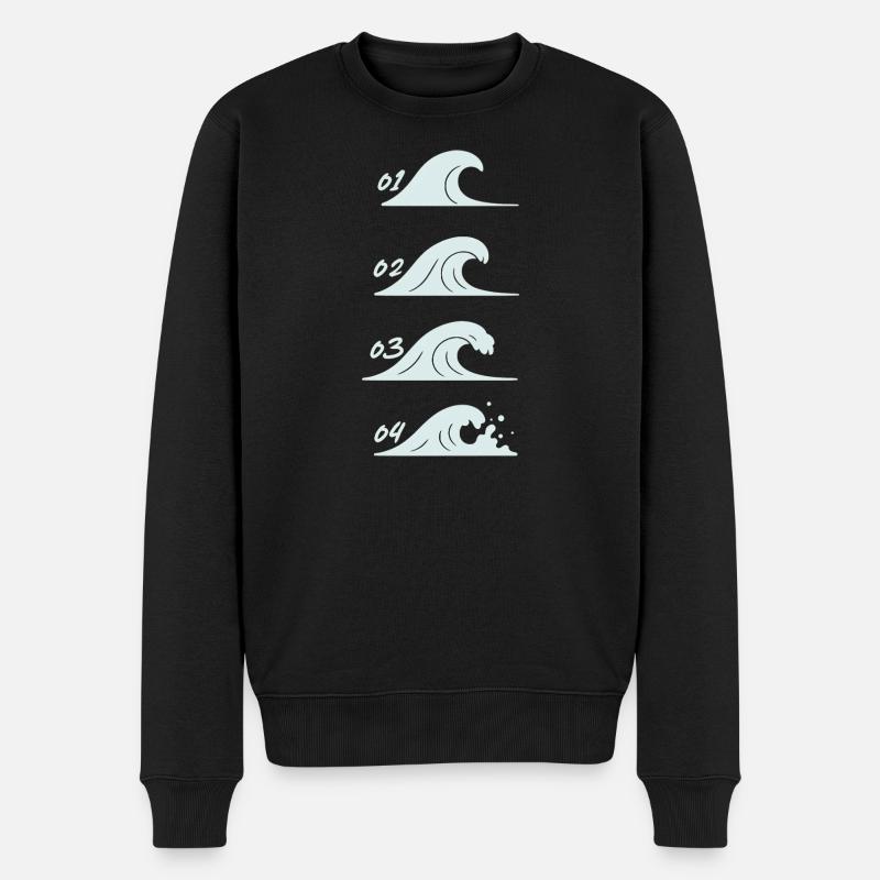 Minimaliste Vagues Illustration Mer - Pull Premium bio Homme - noir