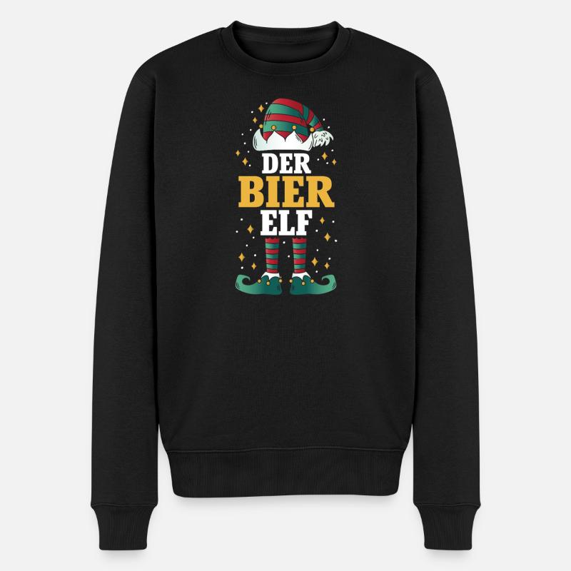 Weihnachten Der Bier Elf - Männer Premium Bio Pullover - Schwarz
