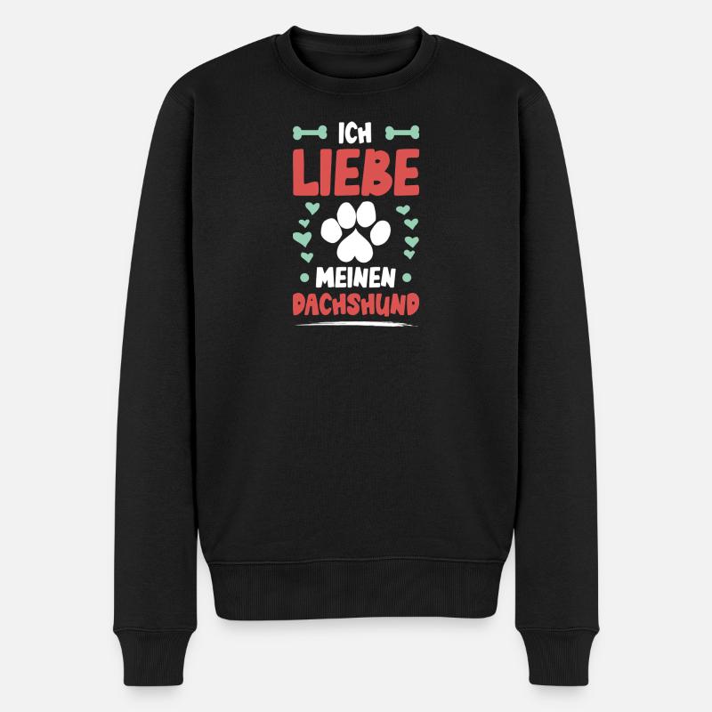 Ich liebe meinen Dachshund - Männer Premium Bio Pullover - Schwarz