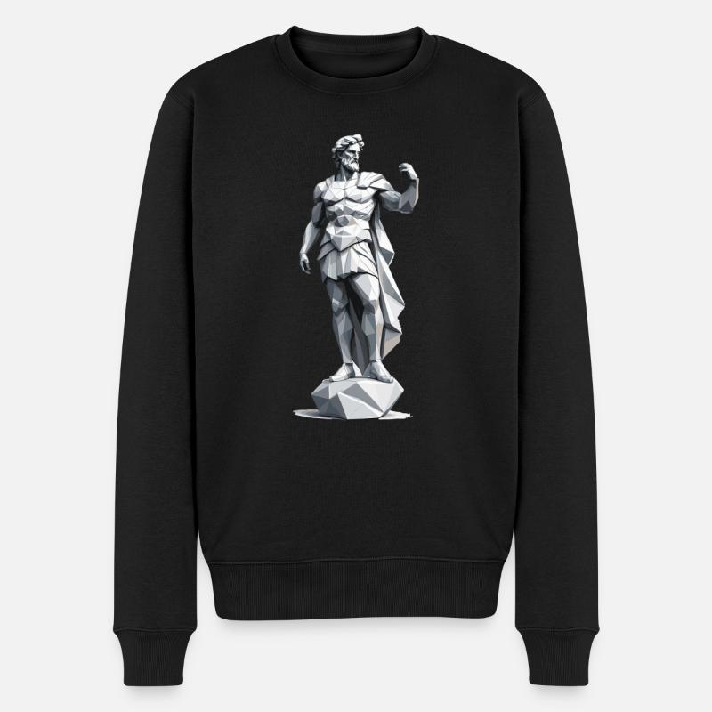 Griechischer Gott - Low Poly Design - Männer Premium Bio Pullover - Schwarz