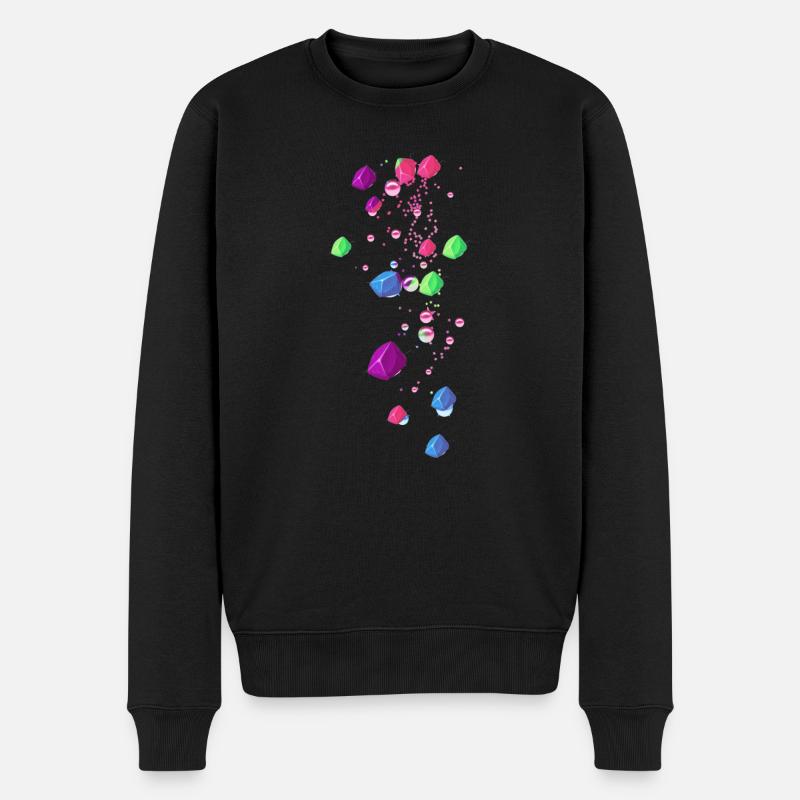 Edelsteine, bunt,Perlen,Sterne, Steine - Männer Premium Bio Pullover - Schwarz