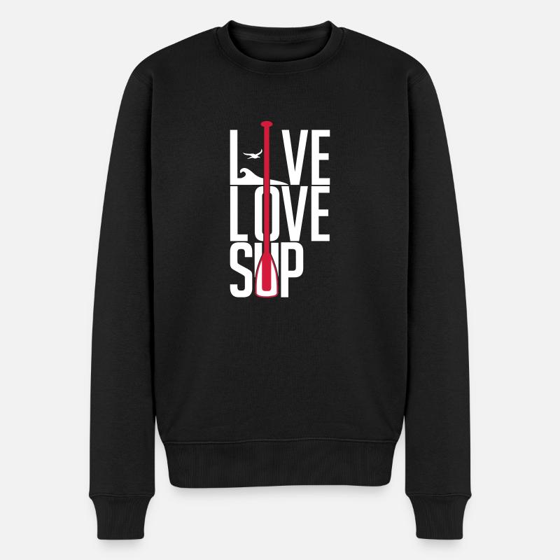 SUP - Live love SUP - Stand up Paddeling - Männer Premium Bio Pullover - Schwarz