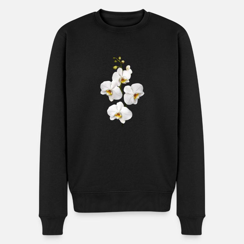 Orchideen - Männer Premium Bio Pullover - Schwarz