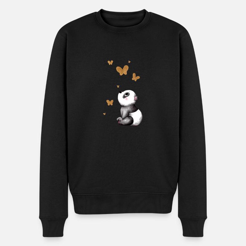 Träumender Comic Panda - Männer Premium Bio Pullover - Schwarz