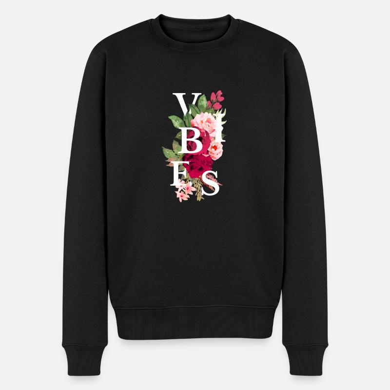 Vibes flowers - Pull Premium bio Homme - noir