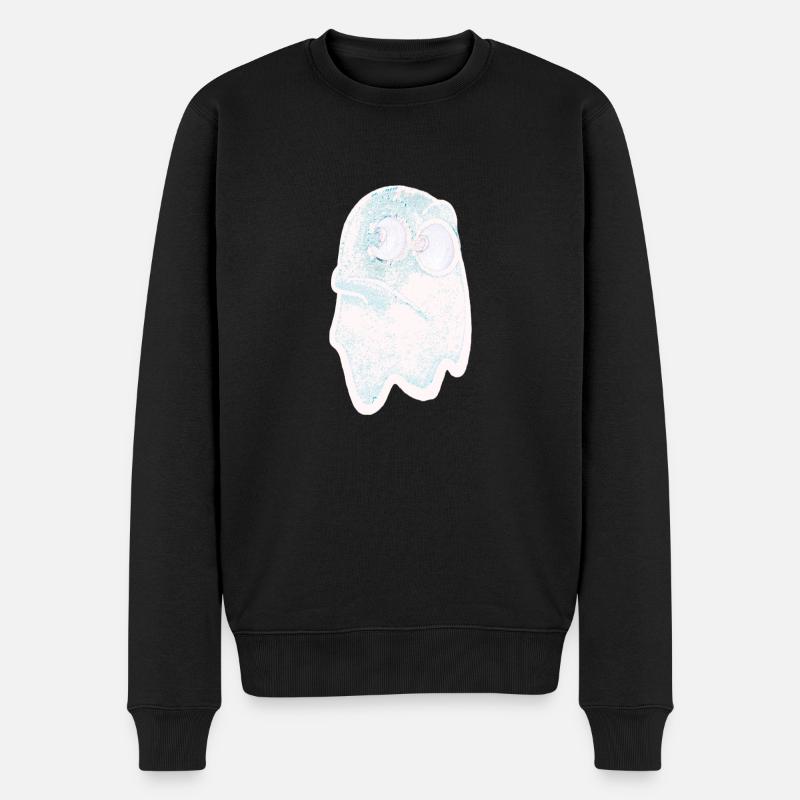 Lustig grimmig blickender Geist - Männer Premium Bio Pullover - Schwarz